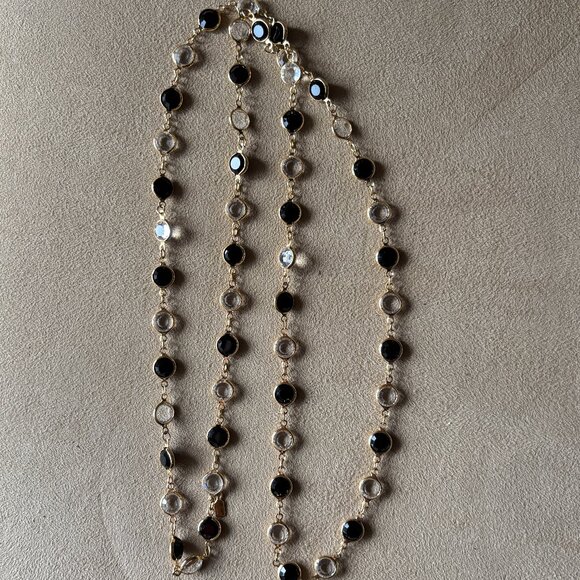 Swarovski Black and Clear Crystal Bezel Necklace - Picture 4 of 4